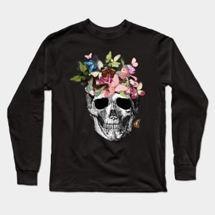 Sage Tribe Skull With Butterflies Long Sleeve T-Shirt